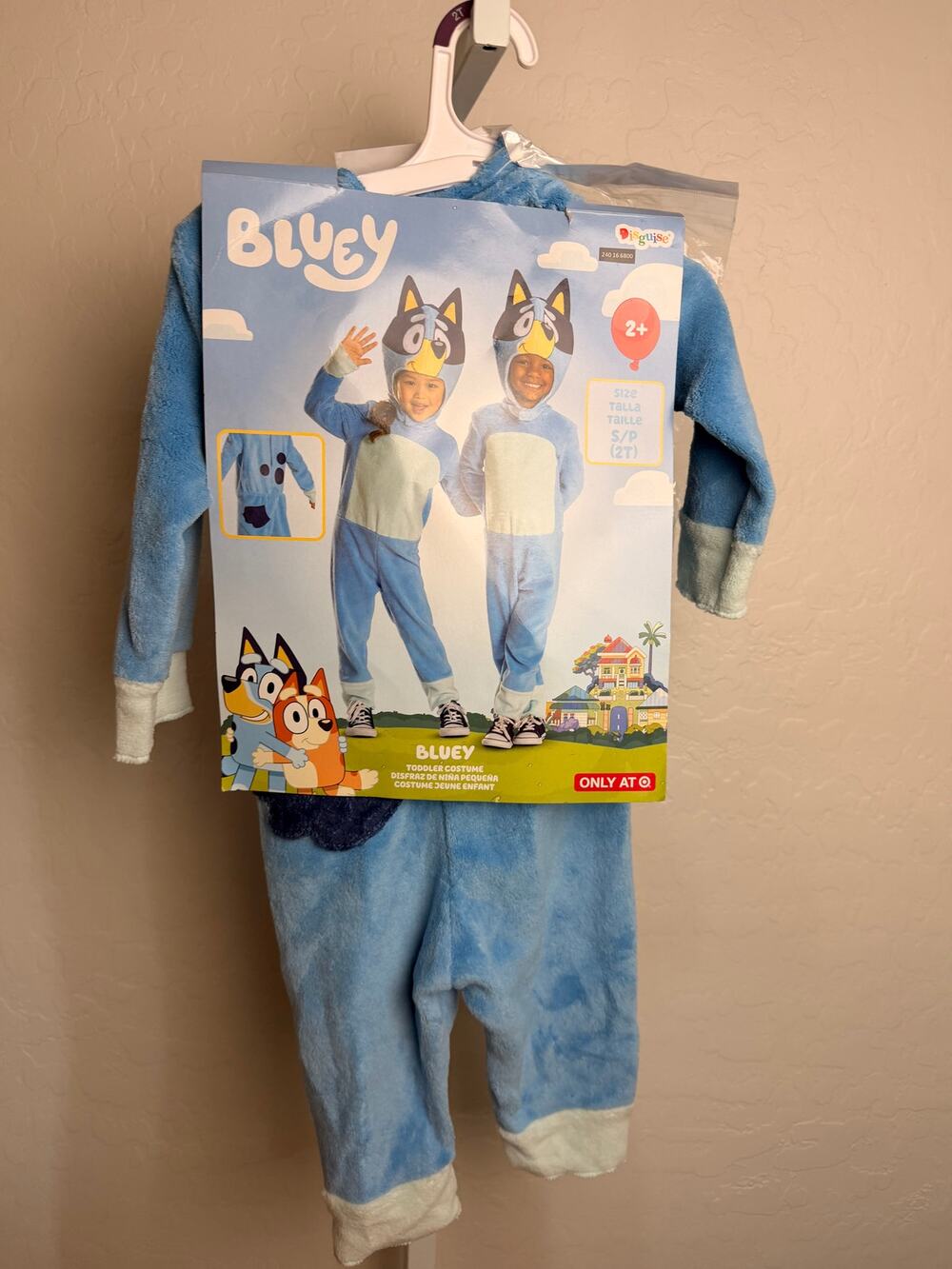 Bluey Toddler Costume 2T Unisex Plush Jumpsuit Headpiece Halloween NWT Target